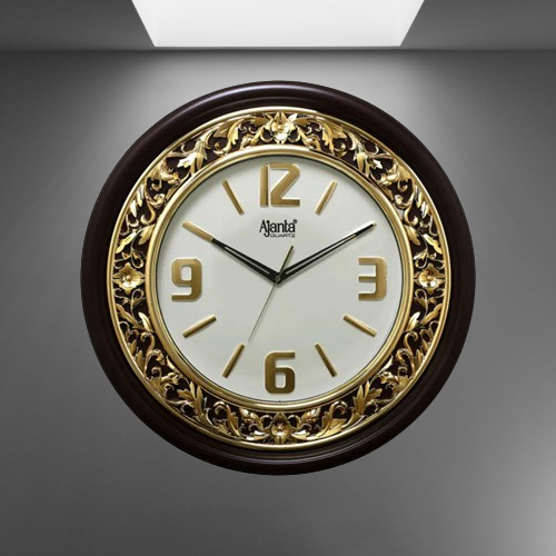 Ajanta Golden & black designer sweep wall clock (2877)
